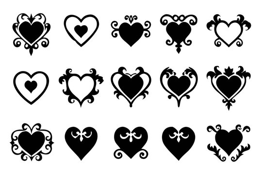 Naklejki Set of decorative heart shapes for design use
