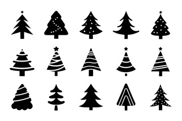 Obraz premium Christmas tree vector icon set for winter holidays
