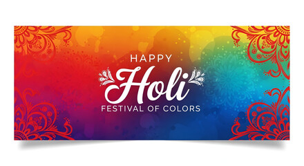 colorful happy holi festival wishes banner design