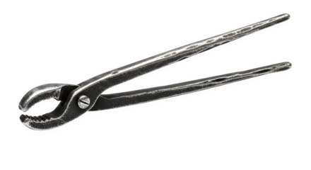 Vintage pincer isolated on transparent background, a classic hand tool for gripping, cutting, and removing nails, showcasing its aged metal texture