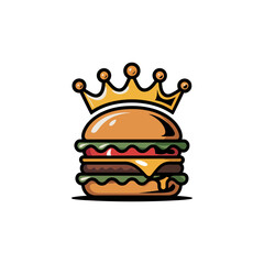 burger crown logo, royal fast food, crowned bun, gourmet branding, premium taste, modern badge, vector illustration