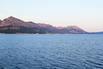 Sunset Panorama with Croatian Coast and Makarska Riviera Landscape, Croatia