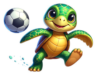 Fototapeta premium Jayu the Turtle Mascot Kicking Ball