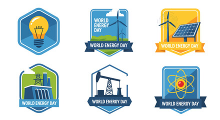 Diverse Energy Source Icons Collection Featuring Renewable, Fossil Fuel, and Nuclear Power Symbols for Sustainable Global Energy Development