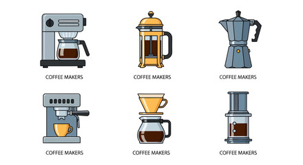 Essential coffee makers collection featuring various brewing methods like espresso, pour-over, and French press for delicious daily beverages