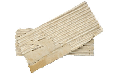 Stack of Corrugated Cardboard Pieces with Rough Edges Isolated Texture