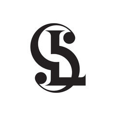 Monogram of the letter L and S. Abstract, outline and elegant.