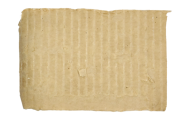 Aged Beige Corrugated Cardboard Piece with Ripped Edges Texture Background