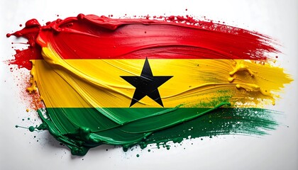 Abstract painted representation of the Ghana flag