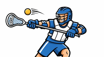 Dynamic lacrosse player in action, ready to pass or shoot the ball with intensity and focus, perfect for sports branding.
