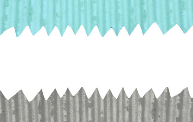 Horizontal Zigzag Border of Teal and Grey Corrugated Cardboard with Copy Space PNG