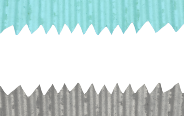 Horizontal Zigzag Border of Teal and Grey Corrugated Cardboard with Copy Space PNG