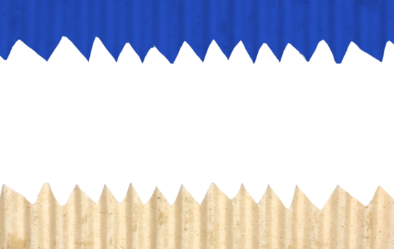 Blue and Beige Corrugated Cardboard Border with Zigzag Edges for Horizontal Copy Space