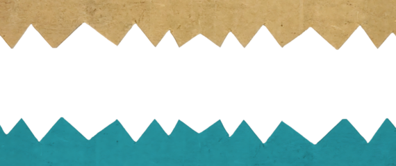 Horizontal Zigzag Banner Border of Kraft and Teal Textured Paper with Copy Space