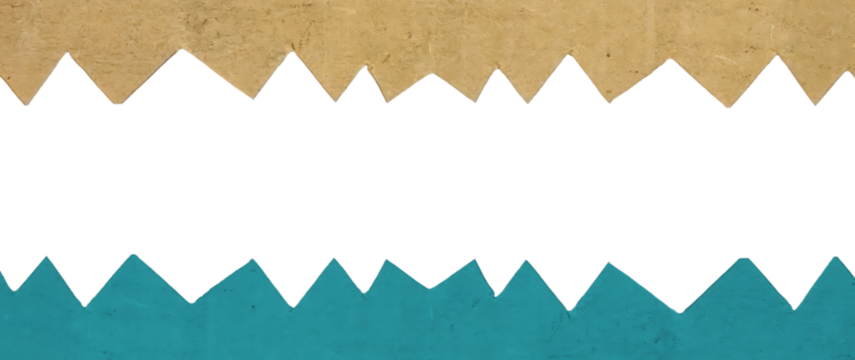Horizontal Zigzag Banner Border of Kraft and Teal Textured Paper with Copy Space