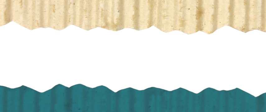 Double Jagged Edge Frame: Corrugated Paper Teal and Beige Banner Border
