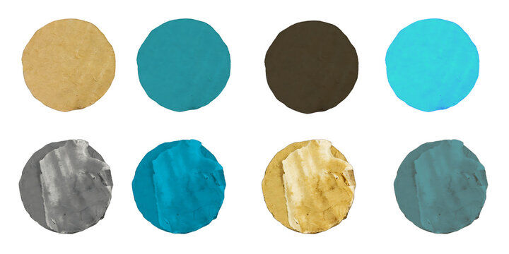 Set of Eight Textured Circle Swatches in Earth Tones
