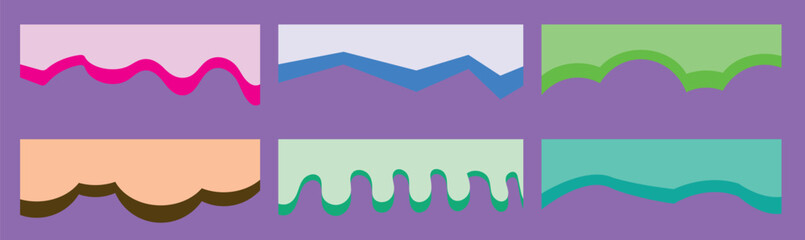 Obraz premium Certificate frame vector shape, wavy luxury header border. Collection of dividers shape templates. Modern separator header for website and app. Curve lines, wave collection of , vector illustration. 