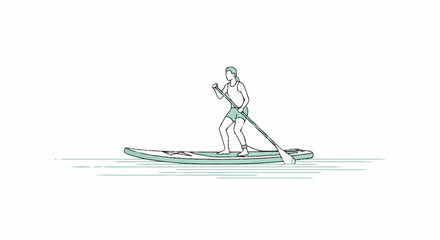 Active woman enjoys paddleboarding on calm water, embracing a healthy and adventurous lifestyle outdoors.