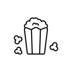 Popcorn icon. Simple outline style. Pop, corn, cinema film food, a box of movie theater popcorn concept. Thin line symbol. Isolated design