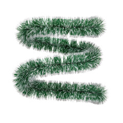 Green and white Christmas tinsel garland decoration © BTG
