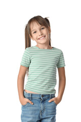 Adorable little girl on white background