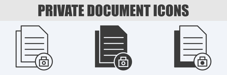 Fototapeta premium Private Document Icon Set Vector Illustration in Outline, Glyph, and Mixed