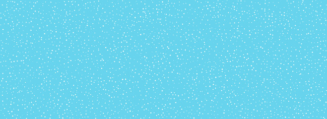 Falling snow seamless pattern. Repeating white snow on light blue wallpaper. White snowflakes, dots, specks for Christmas decor. Vector repeating snowfall background. Winter blizzard weather concept