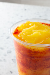 A closeup view of a chamango drink.