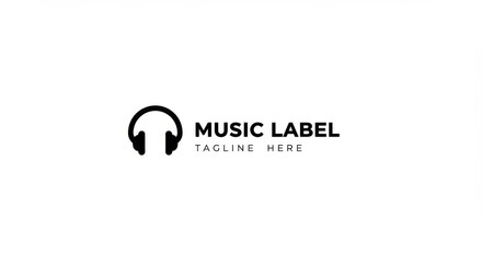 Minimalist music label with headphones