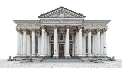 Fototapeta premium Facade of the la madeleine church in paris isolated on white background, france, a neoclassical architecture