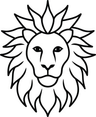 african lion head with tribal sun rays illustration on transparent background