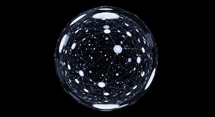 A mesmerizing sphere of interconnected nodes, a digital representation of a complex network