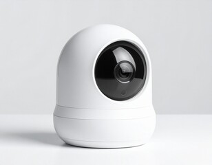 White Security Camera on White Background Indoor Home Surveillance Device