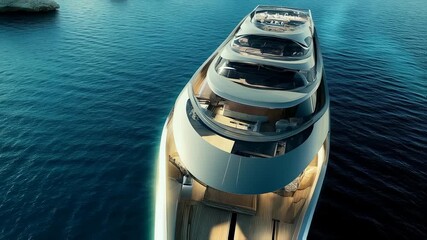 Luxury yacht cruising on tranquil blue waters, showcasing maritime elegance and futuristic design - Powered by Adobe