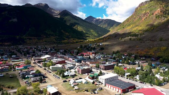 Aerial View of Downtown Silverton Colorado Historic Mining Town