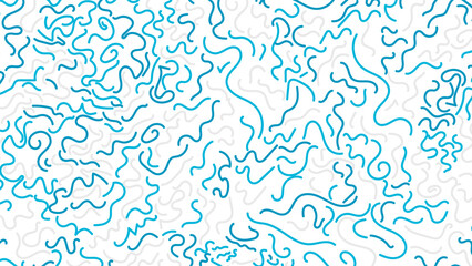 Blue and white line squiggle swirl shape seamless pattern stock illustration