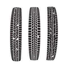 Tire tracks dirty set collection silhouette vector illustration flat design.