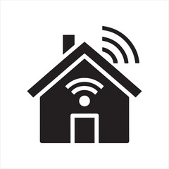 house with Wi-Fi signal icon vector illustration