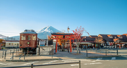 Mount Fuji, the iconic symbol of Japan, during the season of autumn foliage, a period of exceptional beauty.kawaguchiko,japan.