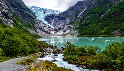 Majestic Glacier Lake Scenery