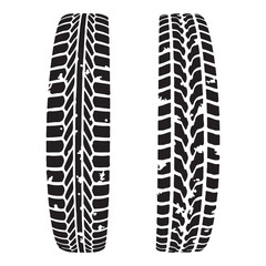 Tire tracks dirty set collection silhouette vector illustration flat design.
