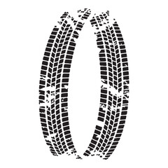 Tire tracks dirty set collection silhouette vector illustration flat design.