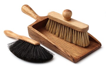 Elegant wooden cleaning set for the modern home, blending functionality with classic design, perfect for lifestyle and home decor publications and blogs