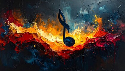 Abstract painting with a musical note