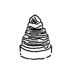 Mont Blanc chestnut cake line drawing illustration, monochrome dessert design