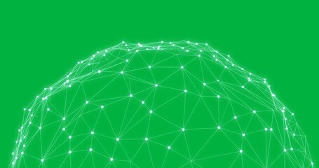 Animation of globe with network of connections on transparent background - Powered by Adobe