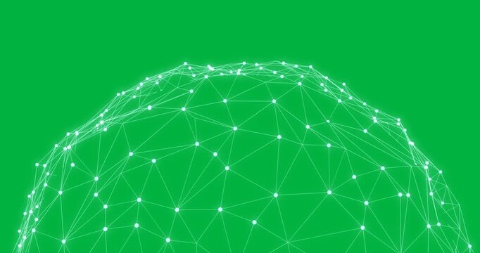 Animation of globe with network of connections on transparent background - Powered by Adobe