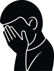 Facepalm Silhouette Vector Art Illustration