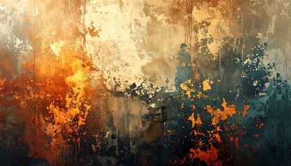 Abstract painting with warm and cool colors